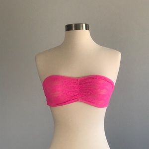 NWOT VS PINK hot pink lace bandeau